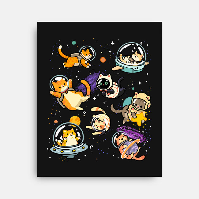 Space Cat Family-None-Stretched-Canvas-GoshWow