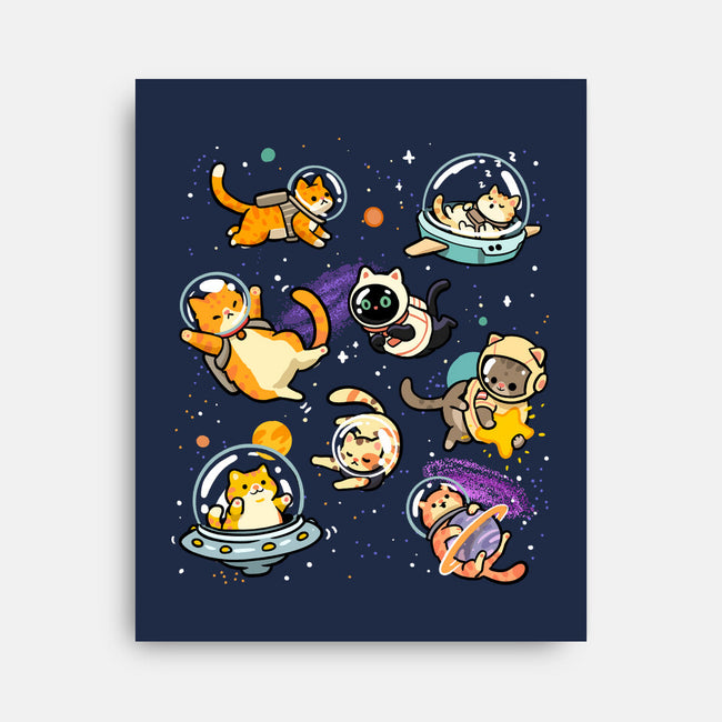 Space Cat Family-None-Stretched-Canvas-GoshWow