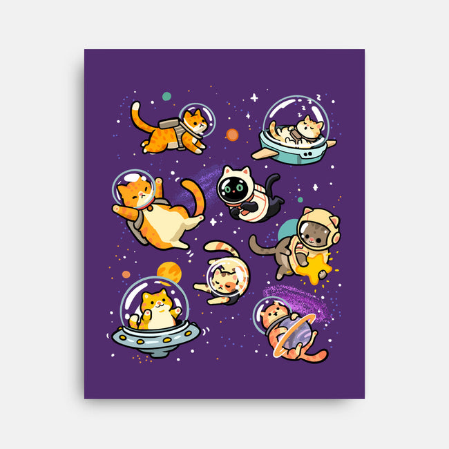 Space Cat Family-None-Stretched-Canvas-GoshWow