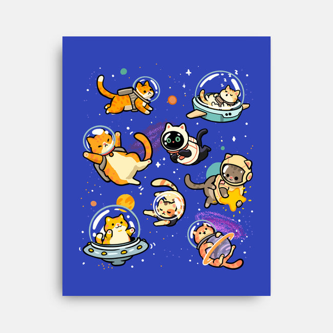 Space Cat Family-None-Stretched-Canvas-GoshWow