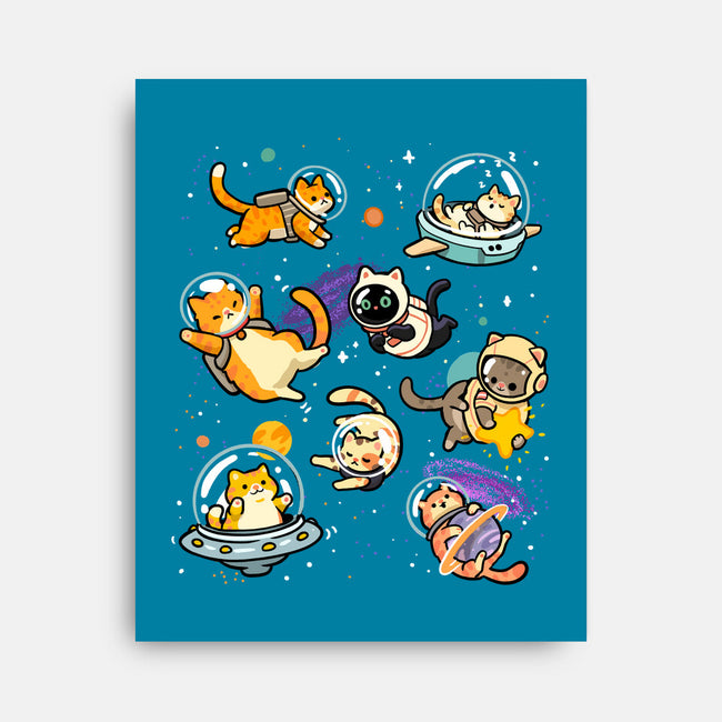 Space Cat Family-None-Stretched-Canvas-GoshWow
