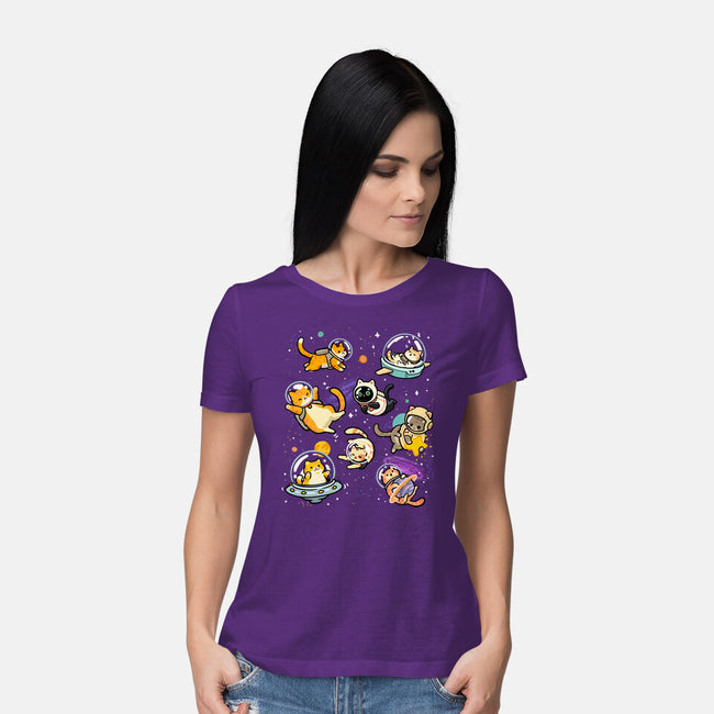 Space Cat Family-Womens-Basic-Tee-GoshWow