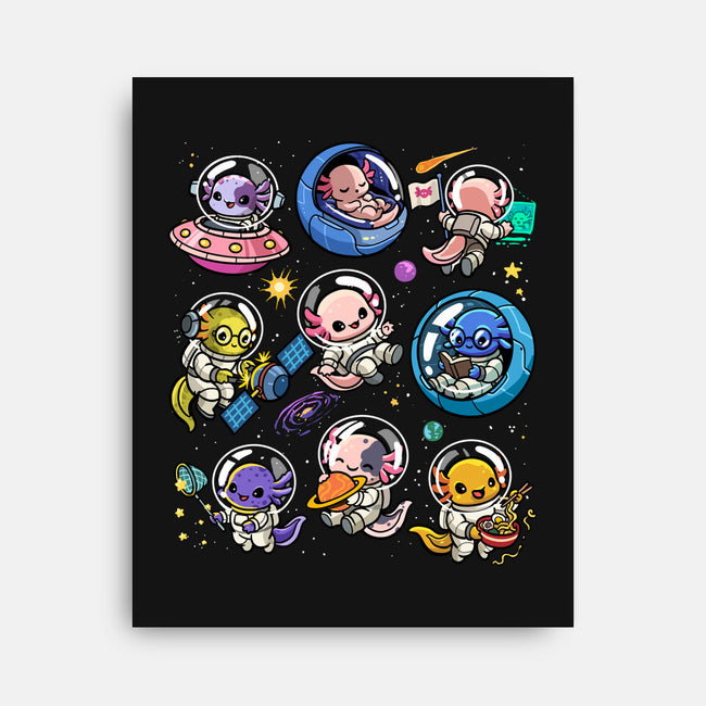 Space Axolotls-None-Stretched-Canvas-GoshWow