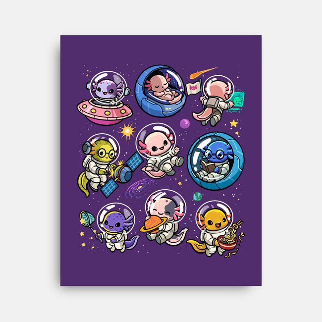 Space Axolotls-None-Stretched-Canvas-GoshWow