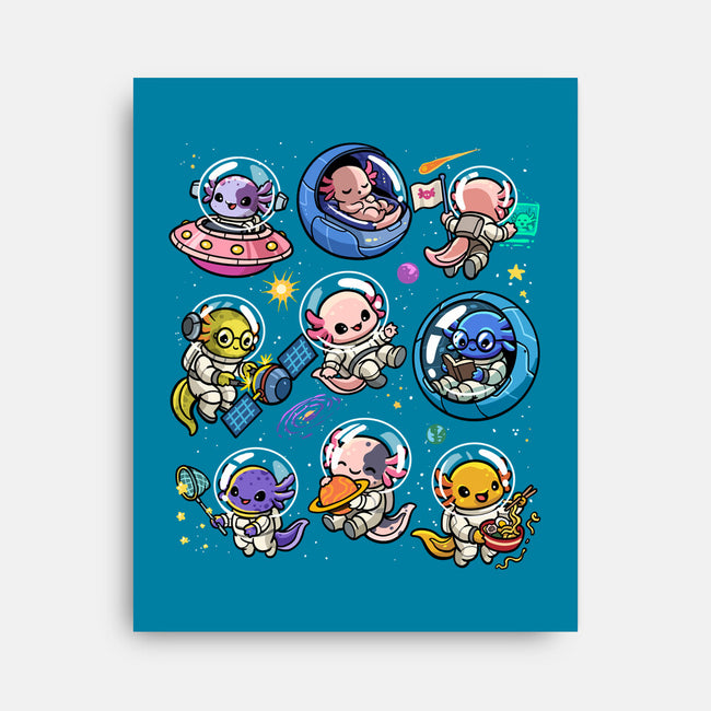 Space Axolotls-None-Stretched-Canvas-GoshWow