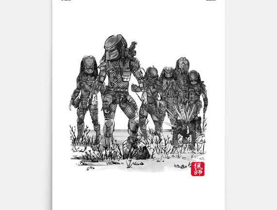Seven Hunters Sumi-e