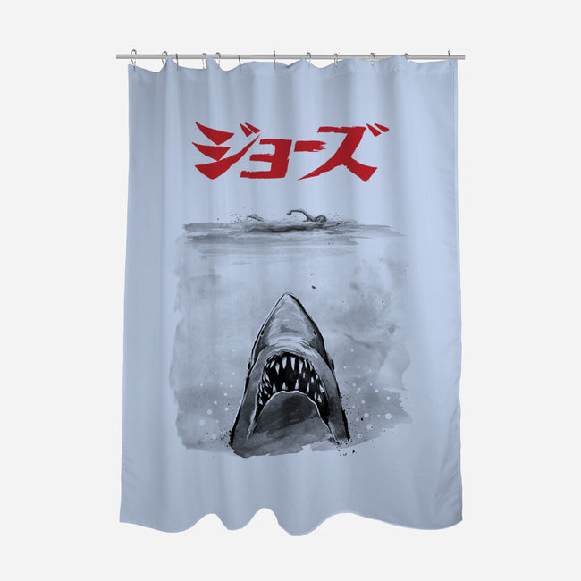 Jaws Sumi-e-None-Polyester-Shower Curtain-DrMonekers