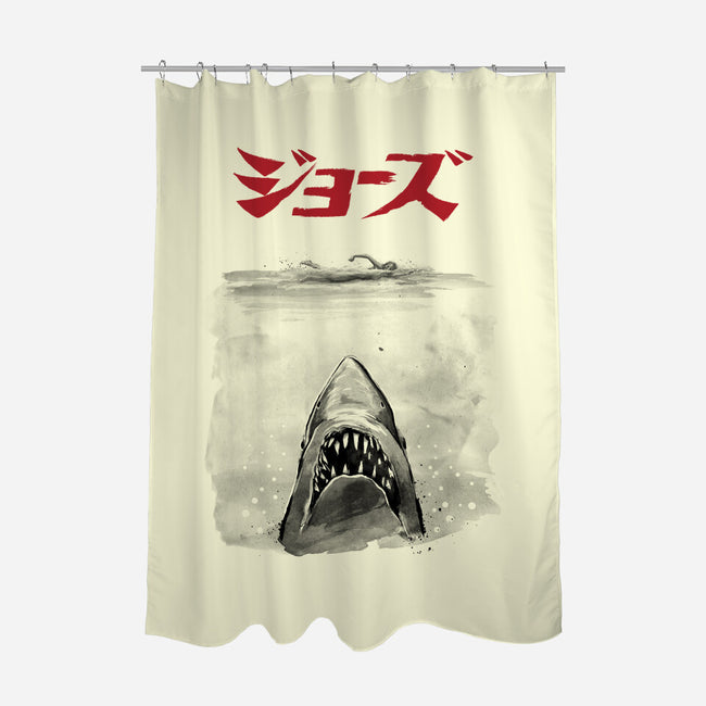 Jaws Sumi-e-None-Polyester-Shower Curtain-DrMonekers
