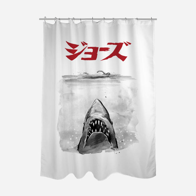 Jaws Sumi-e-None-Polyester-Shower Curtain-DrMonekers
