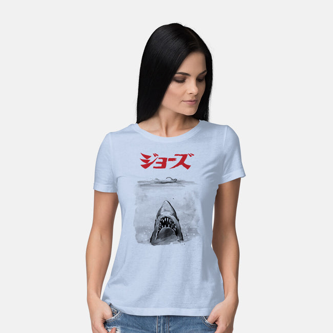 Jaws Sumi-e-Womens-Basic-Tee-DrMonekers