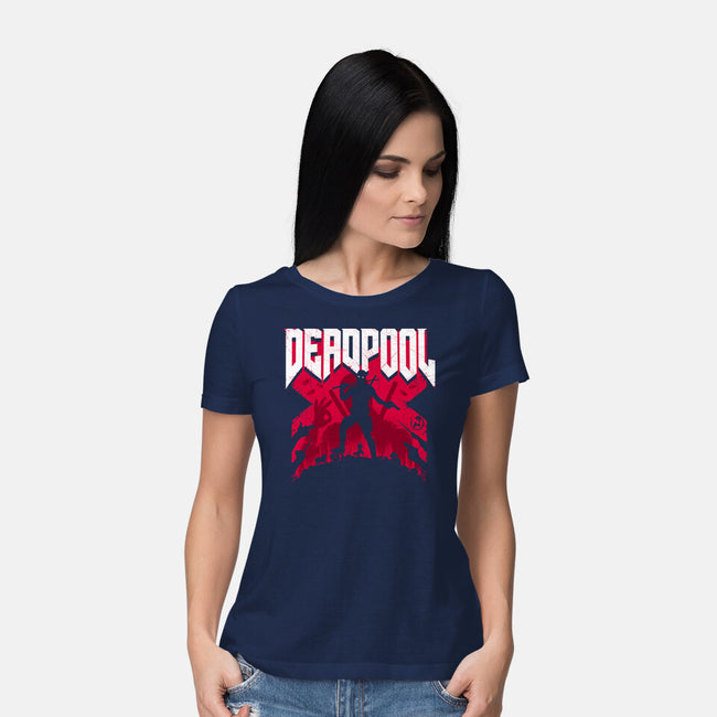 Deadpool Doomsday-Womens-Basic-Tee-rocketman_art
