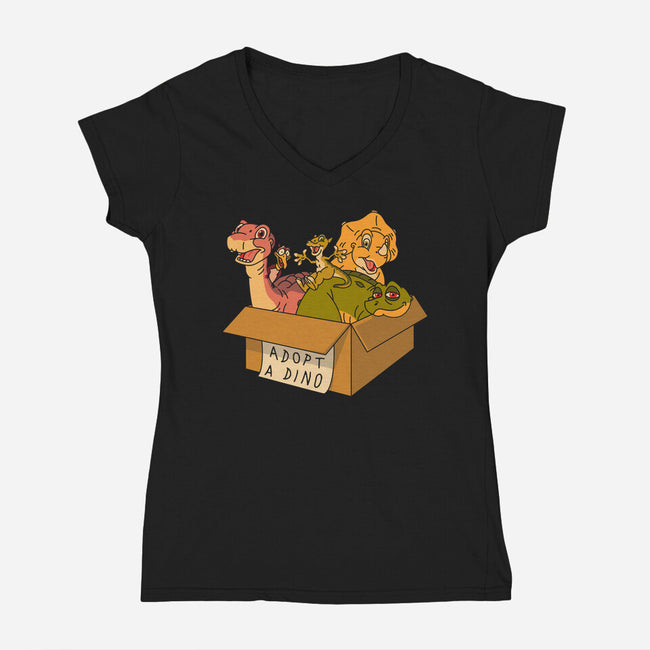 Adopt A Dinosaur-Womens-V-Neck-Tee-patrickgp
