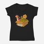 Adopt A Dinosaur-Womens-V-Neck-Tee-patrickgp