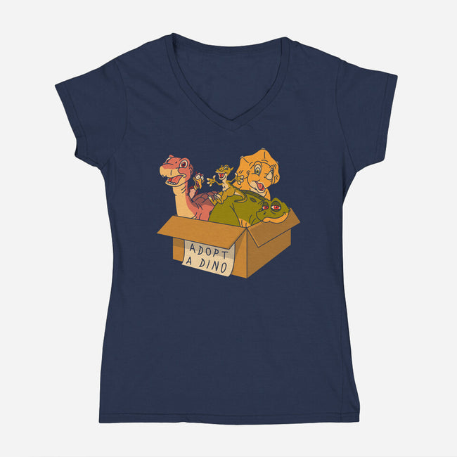 Adopt A Dinosaur-Womens-V-Neck-Tee-patrickgp