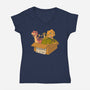 Adopt A Dinosaur-Womens-V-Neck-Tee-patrickgp