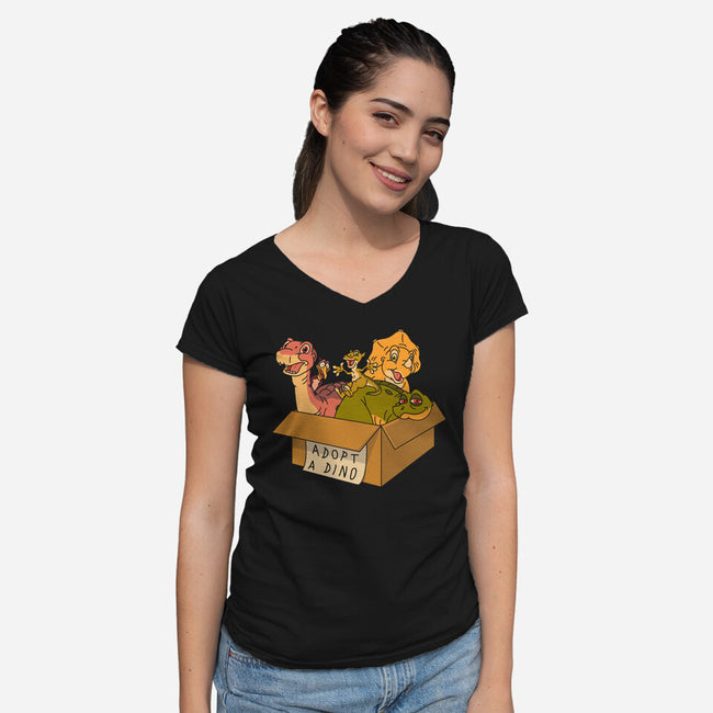 Adopt A Dinosaur-Womens-V-Neck-Tee-patrickgp