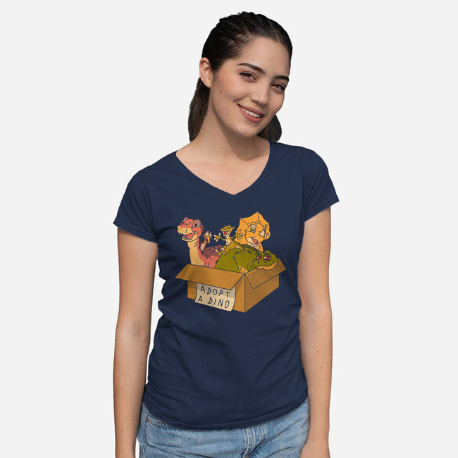 Adopt A Dinosaur-Womens-V-Neck-Tee-patrickgp