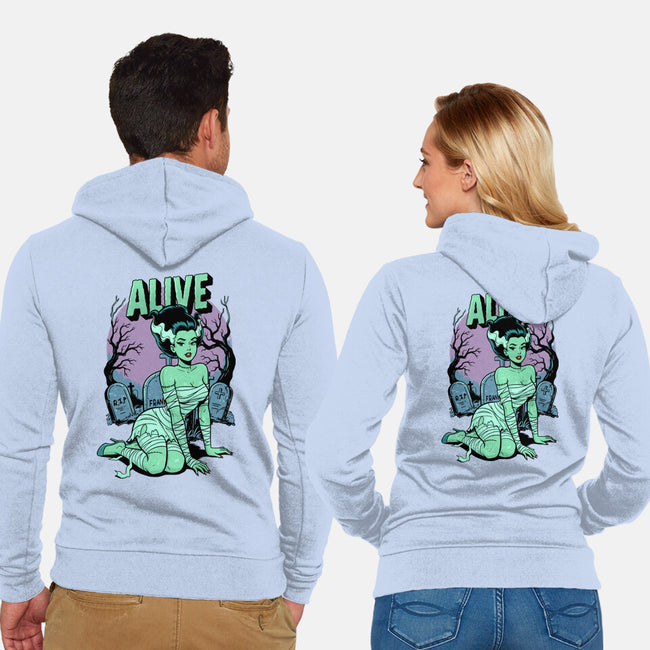 Horror Pinup-Unisex-Zip-Up-Sweatshirt-P1yu5h
