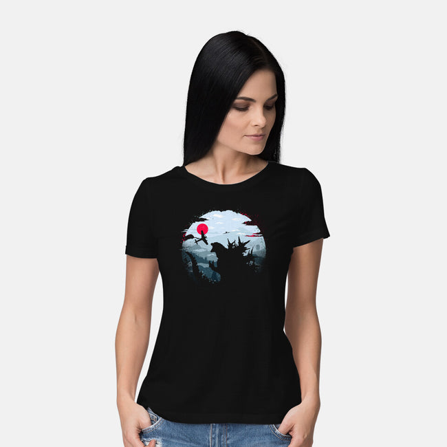 Monster King-Womens-Basic-Tee-rocketman_art