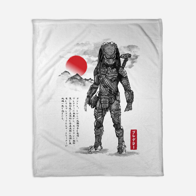 Wolf Predator Sumi-e-None-Fleece-Blanket-DrMonekers