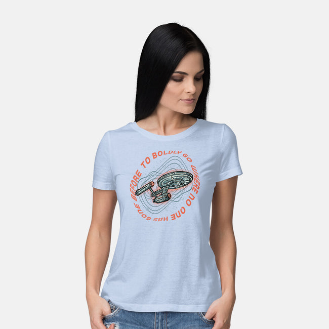 Travel To Space-Womens-Basic-Tee-glitchygorilla