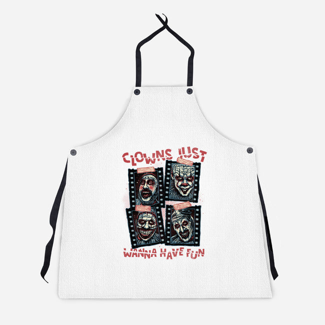 Clowns Just Wanna Have Fun-Unisex-Kitchen-Apron-glitchygorilla