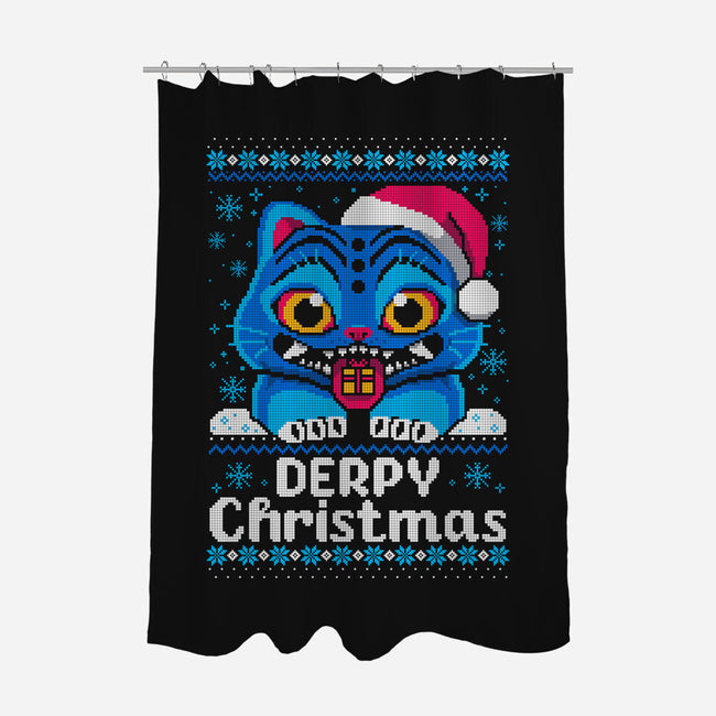 Derpy Ugly Christmas Sweater-None-Polyester-Shower Curtain-NemiMakeit