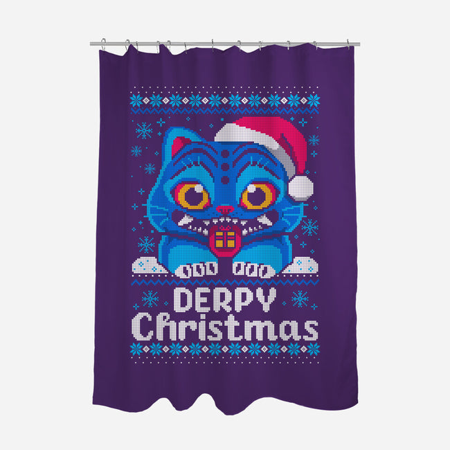 Derpy Ugly Christmas Sweater-None-Polyester-Shower Curtain-NemiMakeit