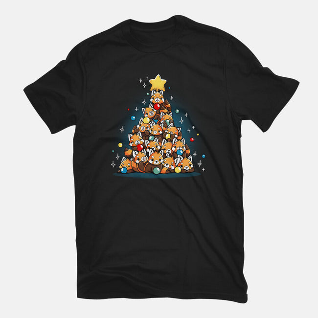Red Panda Christmas Tree-Unisex-Basic-Tee-Vallina84