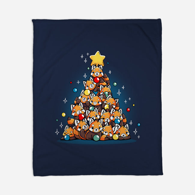 Red Panda Christmas Tree-None-Fleece-Blanket-Vallina84
