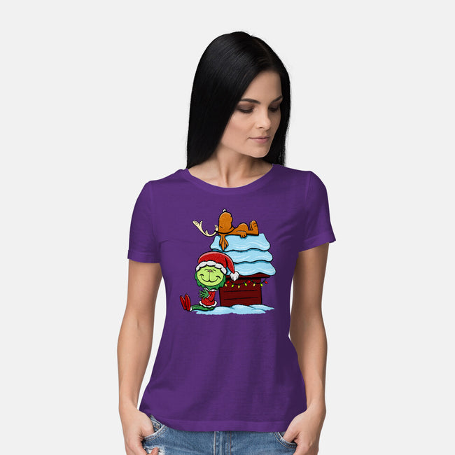 Up On The House Top-Womens-Basic-Tee-DrawnByBryan