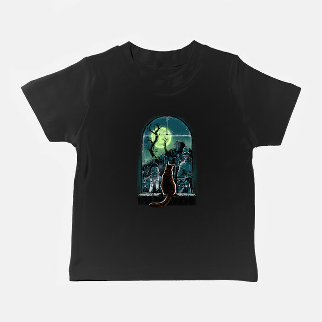 Watching The Zombies-Baby-Basic-Tee-zascanauta