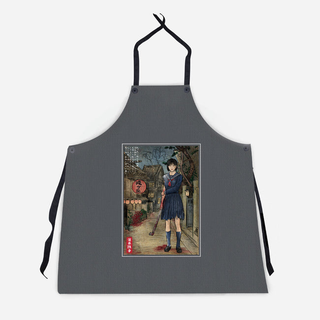 Hinako In Japan Woodblock-Unisex-Kitchen-Apron-DrMonekers