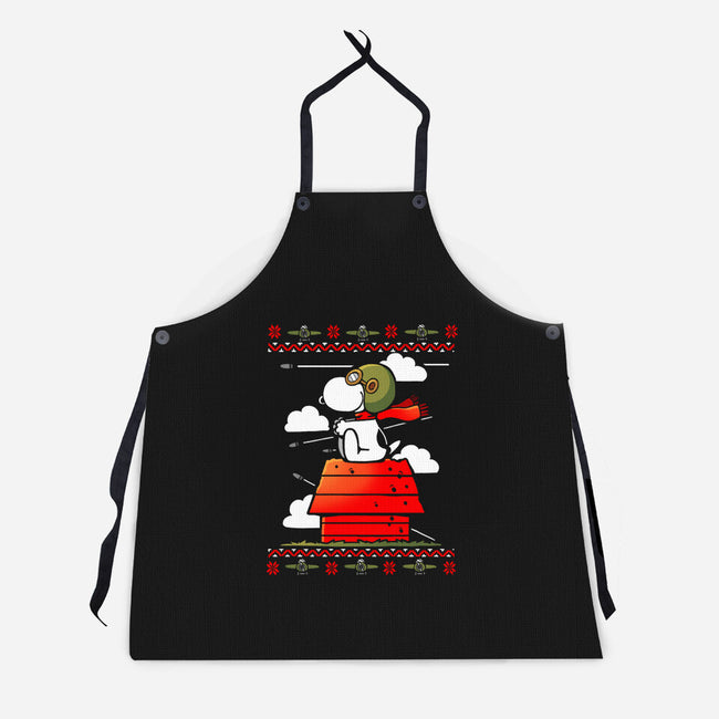 Red Christmas Ugly Sweater-Unisex-Kitchen-Apron-Vallina84