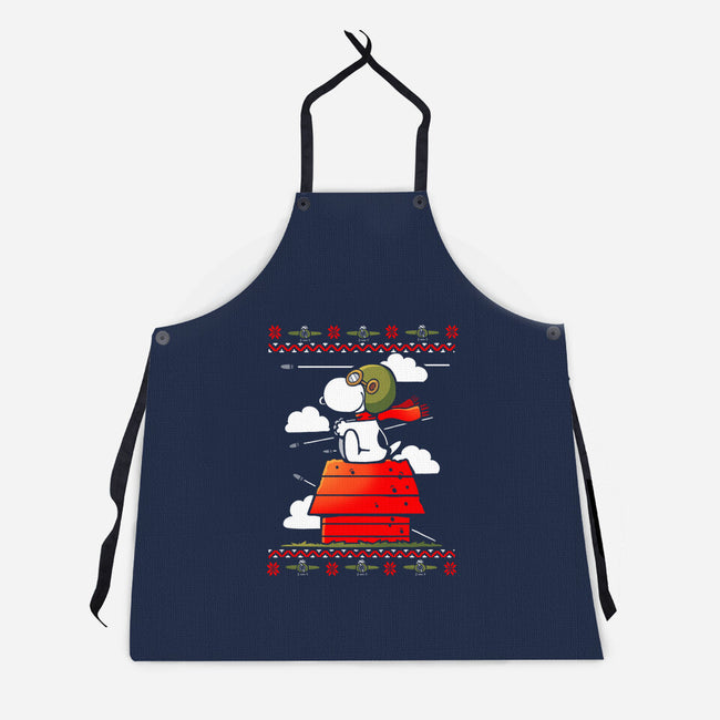 Red Christmas Ugly Sweater-Unisex-Kitchen-Apron-Vallina84