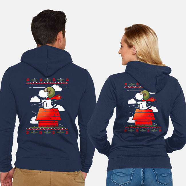 Red Christmas Ugly Sweater-Unisex-Zip-Up-Sweatshirt-Vallina84