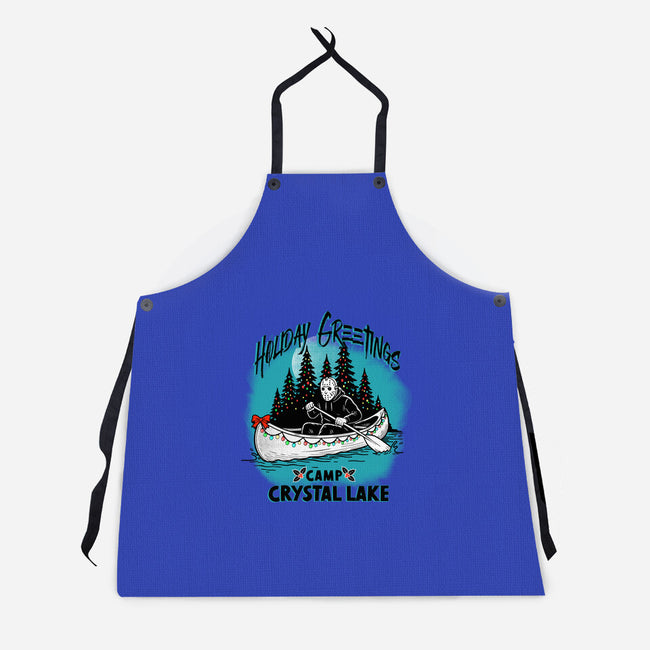 Holiday Greeting Crystal Lake-Unisex-Kitchen-Apron-palmstreet
