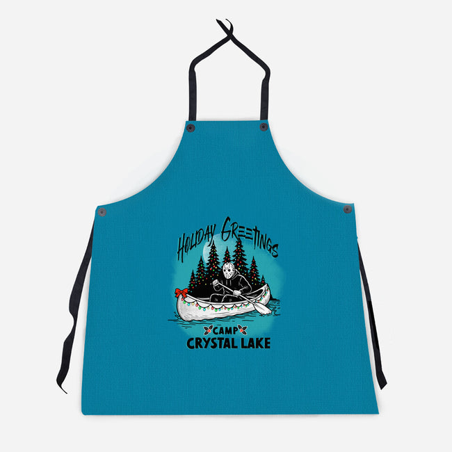 Holiday Greeting Crystal Lake-Unisex-Kitchen-Apron-palmstreet