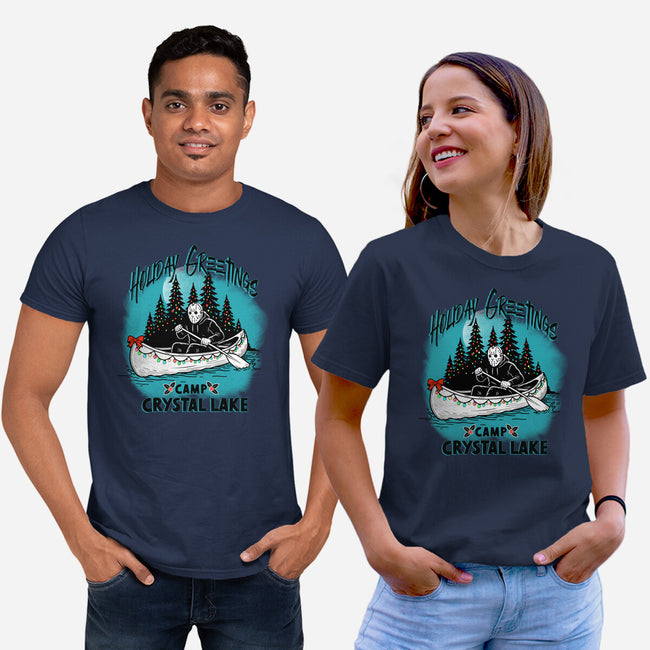 Holiday Greeting Crystal Lake-Unisex-Basic-Tee-palmstreet