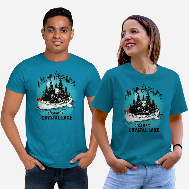 Holiday Greeting Crystal Lake-Unisex-Basic-Tee-palmstreet