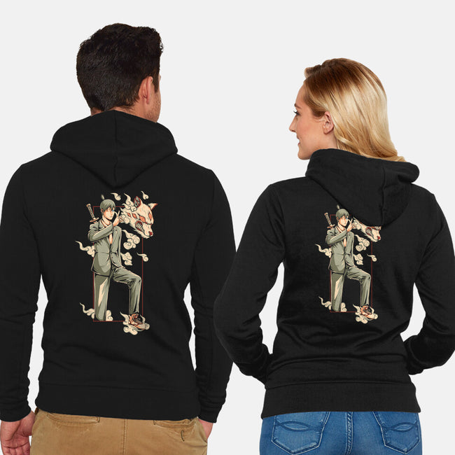 Summon Fox Devil-Unisex-Zip-Up-Sweatshirt-ilustraziz