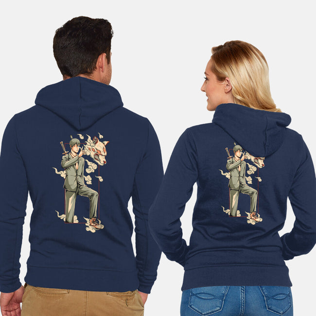 Summon Fox Devil-Unisex-Zip-Up-Sweatshirt-ilustraziz
