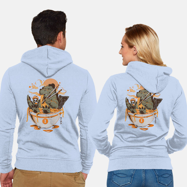Monster's Ramen Bowl-Unisex-Zip-Up-Sweatshirt-ilustrata