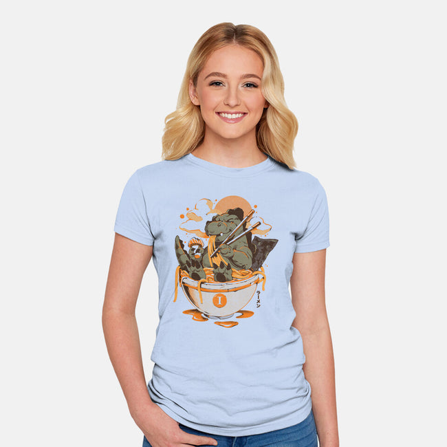 Monster's Ramen Bowl-Womens-Fitted-Tee-ilustrata