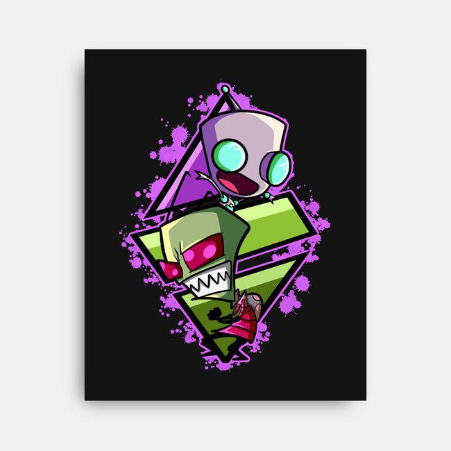 Invader And Robot-None-Stretched-Canvas-nickzzarto
