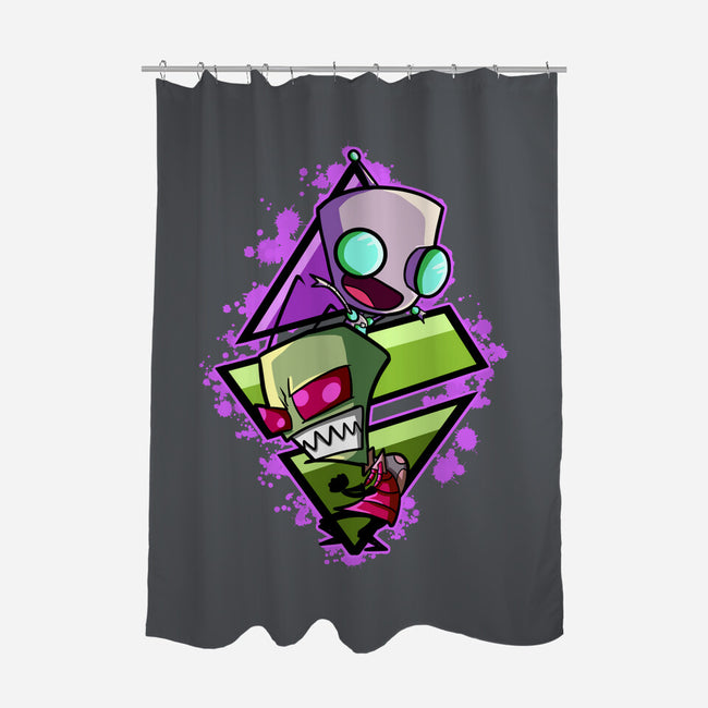 Invader And Robot-None-Polyester-Shower Curtain-nickzzarto