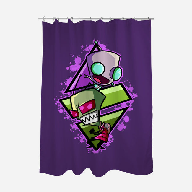 Invader And Robot-None-Polyester-Shower Curtain-nickzzarto