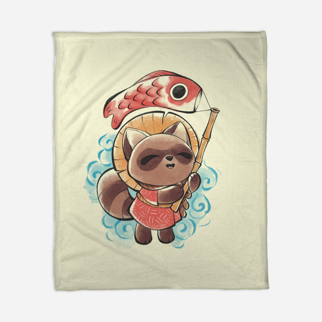 Koinobori Tanuki-None-Fleece-Blanket-ricolaa