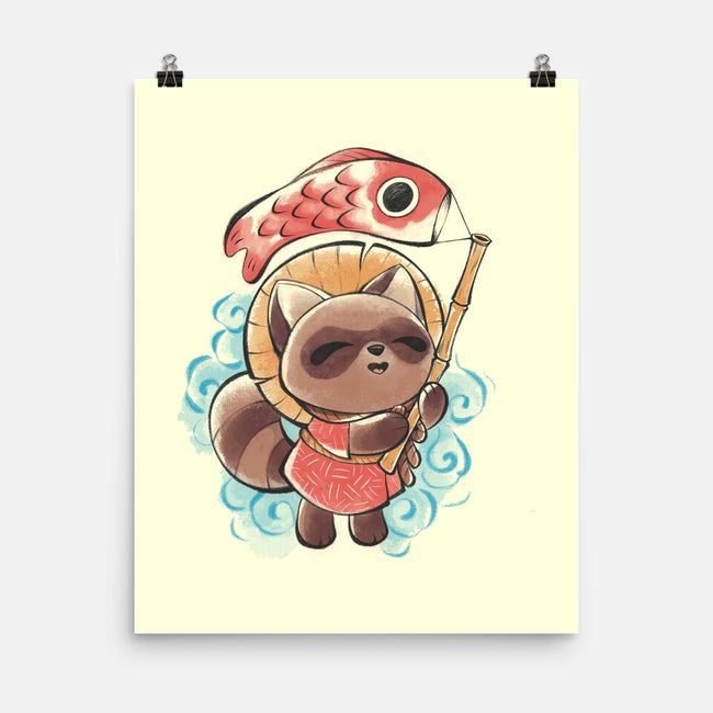 Koinobori Tanuki-None-Matte-Poster-ricolaa