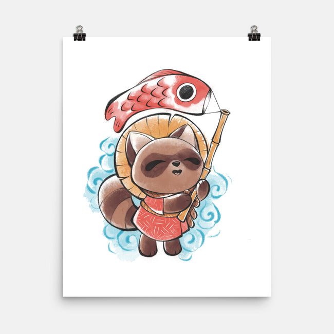 Koinobori Tanuki-None-Matte-Poster-ricolaa